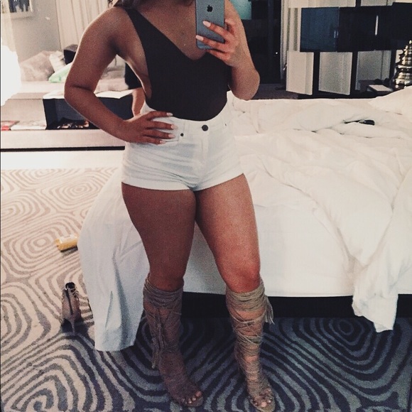 Jeffrey Campbell tan lace up open toe heels - Picture 4 of 4